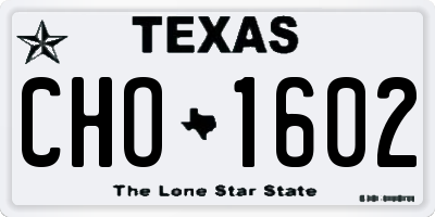 TX license plate CHO1602
