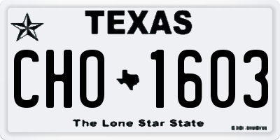TX license plate CHO1603