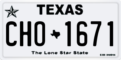 TX license plate CHO1671