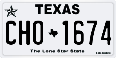 TX license plate CHO1674