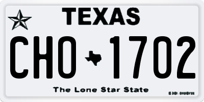 TX license plate CHO1702