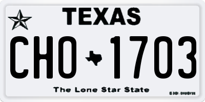 TX license plate CHO1703