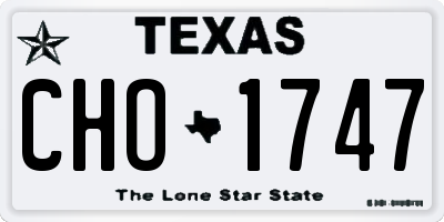 TX license plate CHO1747