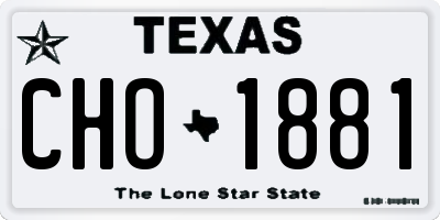 TX license plate CHO1881