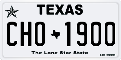 TX license plate CHO1900