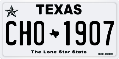 TX license plate CHO1907