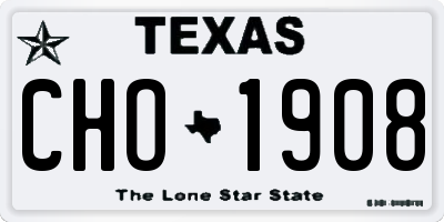 TX license plate CHO1908