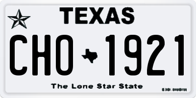 TX license plate CHO1921
