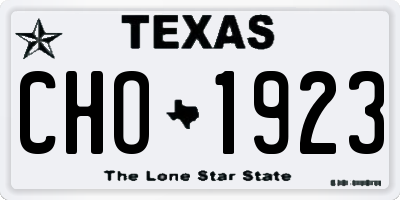 TX license plate CHO1923