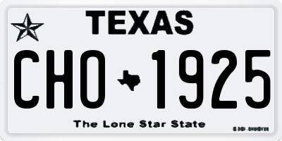 TX license plate CHO1925