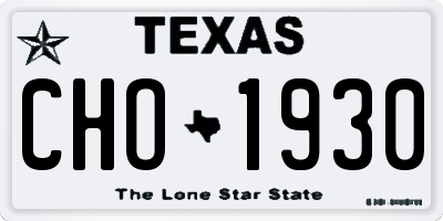 TX license plate CHO1930