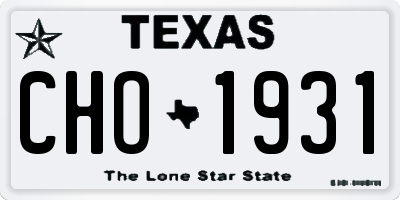 TX license plate CHO1931