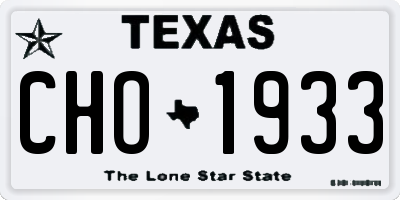 TX license plate CHO1933