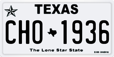 TX license plate CHO1936