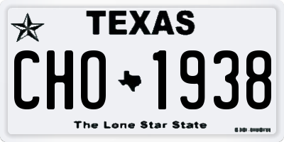 TX license plate CHO1938