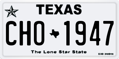TX license plate CHO1947
