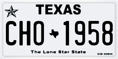 TX license plate CHO1958