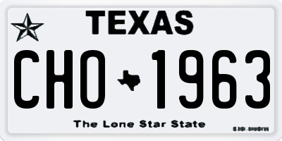 TX license plate CHO1963