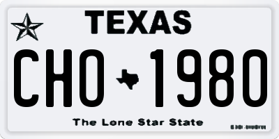 TX license plate CHO1980