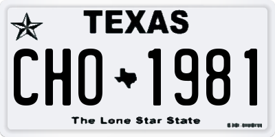 TX license plate CHO1981