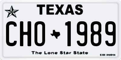 TX license plate CHO1989