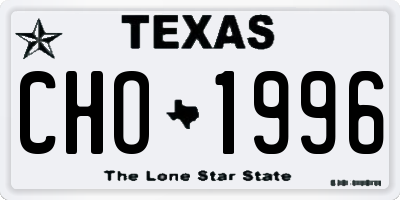 TX license plate CHO1996