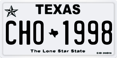 TX license plate CHO1998