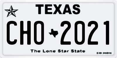 TX license plate CHO2021