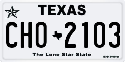 TX license plate CHO2103