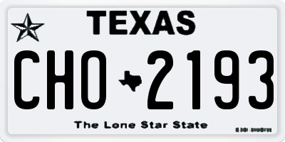 TX license plate CHO2193