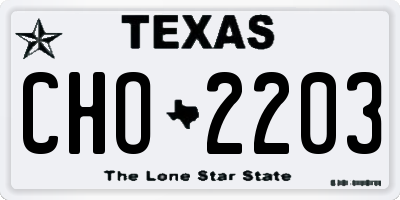 TX license plate CHO2203