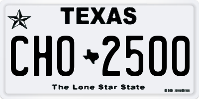 TX license plate CHO2500