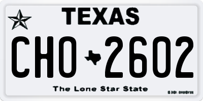 TX license plate CHO2602