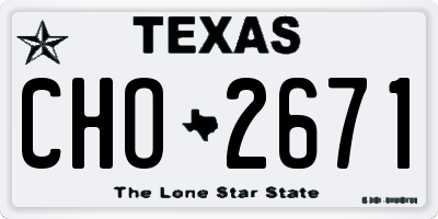 TX license plate CHO2671