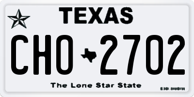 TX license plate CHO2702