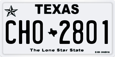 TX license plate CHO2801