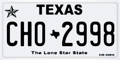 TX license plate CHO2998