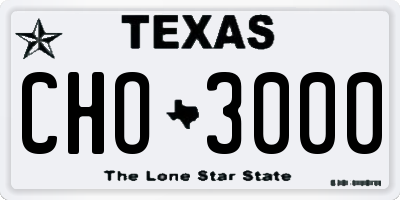 TX license plate CHO3000