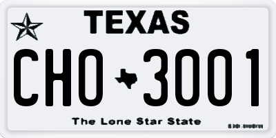 TX license plate CHO3001