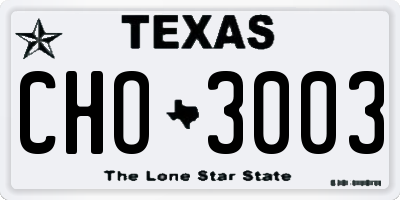 TX license plate CHO3003