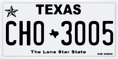 TX license plate CHO3005