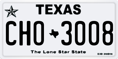 TX license plate CHO3008