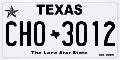 TX license plate CHO3012