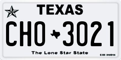 TX license plate CHO3021