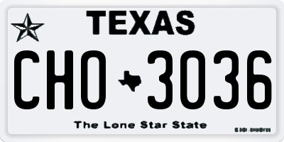 TX license plate CHO3036