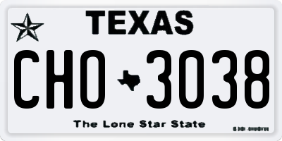 TX license plate CHO3038