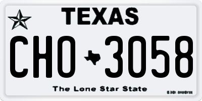 TX license plate CHO3058