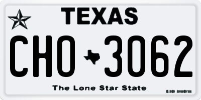 TX license plate CHO3062