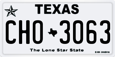 TX license plate CHO3063