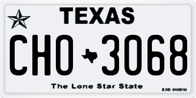 TX license plate CHO3068